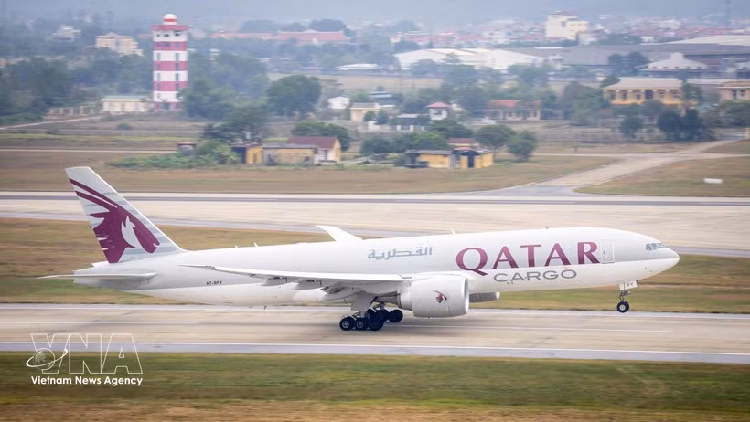 Самолёт авиакомпании Qatar Airways (Катар) в Международном аэропорту Нойбай. (Фото: ВИА)