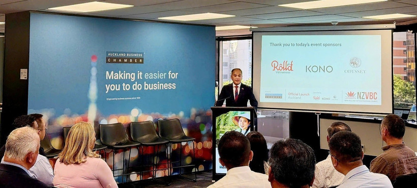 Посол Вьетнама в Новой Зеландии Фан Минь Зянг выступает на церемонии открытия Делового совета Новая Зеландия – Вьетнам (NZVBC). (Фото: ВИА)