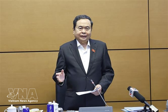 Председатель Национального собрания Чан Тхань Ман выступает. (Фото: ВИА)