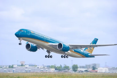 Широкофюзеляжный самолёт Airbus A350 авиакомпании Vietnam Airlines. Фото: Vietnam+.