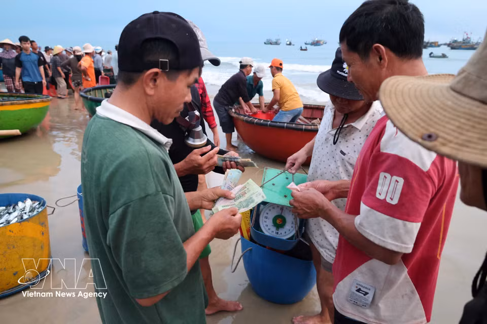 Рыбаки продают морепродукты, добытые во время ночного выхода в море (Фото: ВИА)