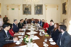 Генеральный секретарь, Президент государства То Лам и Президент Ирландии Майкл Хиггинс проводят переговоры в столице Дублине (Ирландия), 2 октября 2024 года. (Фото: ВИА)