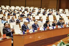Председатель НС Чан Тхань Ман провёл конференцию по оперативному информированию о результатах XIV съезда Партии. (Фото: ВИА)