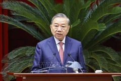 Генеральный секретарь ЦК КПВ То Лам выступает на 15-м пленуме Центрального комитета КПВ XIII созыва. (Фото: ВИА)