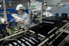 Производственная линия по выпуску электронного оборудования и осветительных приборов для автомобилей и мотоциклов на предприятии ООО "Stanley Electric Vietnam" (японские инвестиции) в Ханое. (Фото: ВИА)