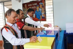 Многочисленные представители этнических меньшинств из бывшей революционной базы общины Гао (провинция Зялай) приходят голосовать с самого раннего утра. (Фото: ВИА)