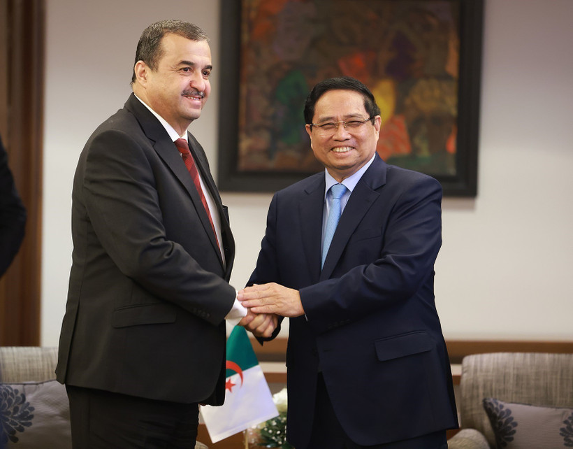 Премьер-министр Фам Минь Тьинь принимает Мохамеда Аркаба, министра энергетики Алжира. Фото: ВИА.