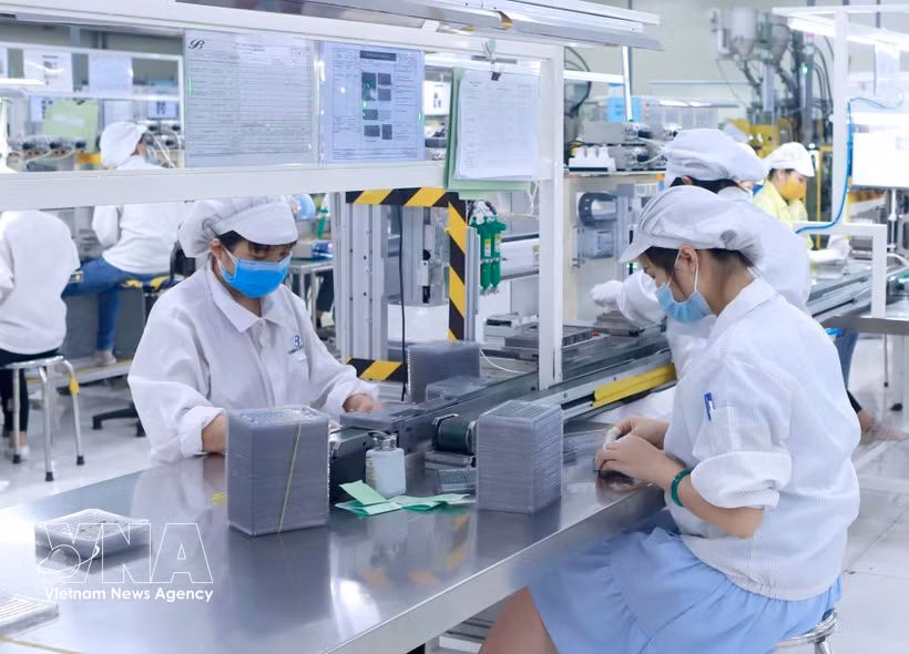 Производство электронных компонентов на предприятии компании Star Engineers Vietnam Co., Ltd. в промышленном парке Биньсюен I провинции Футхо. Фото: ВИА.