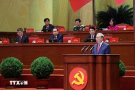 Генеральный секретарь То Лам представляет Доклад ЦК КПВ XIII созыва о документах, выносимых на XIV съезд(Фото: ВИА)