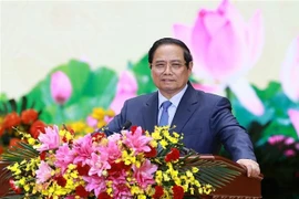 Премьер-министр Фам Минь Тьинь, секретарь Правительственного парткомитета, выступил с речью на съезде (Фото: ВИА)