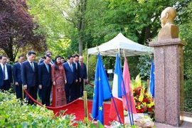 Премьер-министр Фам Минь Тьинь с супругой и делегатами отдают дань уважения президенту Хо Ши Мину (Фото: ВИА)