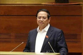 Премьер-министр выступает с речью на национальной конференции по распространению и реализации резолюций Политбюро № 68-NQ/TW (Фото: ВИА)