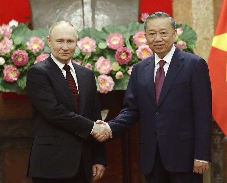 На фото: Президент Вьетнама То Лам и Президент России Владимир Путин. (Фото: ВИА)