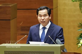 Товарищ Ле Куанг Мань, член Национального избирательного совета, руководитель Аппарата Национального избирательного совета представляет краткое изложение итогового доклада о выборах депутатов Национального собрания Вьетнама XVI созыва и депутатов Народных советов всех уровней на срок полномочий 2026–2031 гг. (Фото: ВИА)