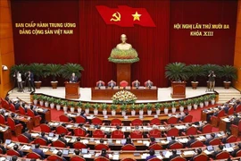 Открывающее заседание 13-го пленума Центрального комитета Коммунистической партии Вьетнама 13-го созыва. (Фото: ВИА)