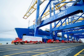 Выполняется погрузка экспортных грузов в порту Лачхуен (город Хайфон). Фото: Нгуен Винь