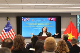 Профессор Нгуен Тхи Лиен Ханг, директор Института исследований Восточной Азии Weatherhead (Колумбийский университет, США), выступает на форуме. (Фото: ВИА)