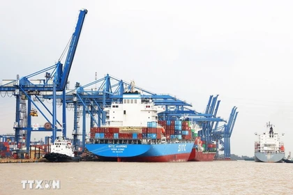 Погрузочно-разгрузочные работы с экспортно-импортными грузами в порту Катлай, городе Хошимин. Фото: ВИА.