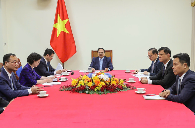 Общий вид телефонного разговора (Фото: ВИА) vna-potal-thu-tuong-pham-minh-chinh-dien-dam-thu-tuong-duc-friedrich-merz-8305137.jpg