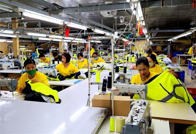 Рабочие работают на фабрике Dony Garment Company Limited, община Виньлок А, район Биньчан, город Хошимин (Фото: ВИА) thi-truong-lao-dong.jpg