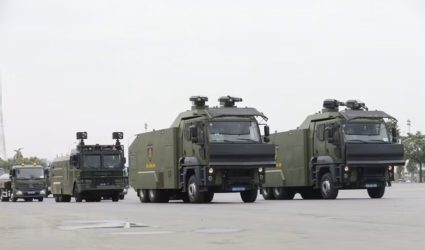 Репетиция проводится в соответствии с планом тренировок, включая представление навыков боевых искусств, сценарии по действию в провокационных ситуациях. (Фото: Зоан Тан / ВИА)