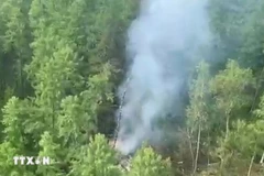 Место крушения пассажирского самолёта Ан-24 в Амурской области, расположенной на Дальнем Востоке России. Фото: ТАСС/ВИА.