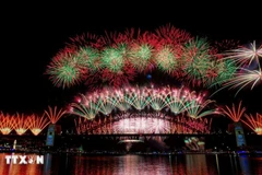 Яркий фейерверк в честь Нового 2026 года на мосту Харбор-Бридж в Сиднее, Австралия. Фото: Синьхуа/ВИА.