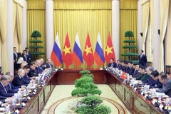 Президент Вьетнама То Лам (ныне — Генеральный секретарь ЦК КПВ То Лам) провёл переговоры с Президентом Российской Федерации Владимиром Путиным, прибывшим с государственным визитом во Вьетнам днём 20 июня 2024 года в Дворце Президента. Фото: ВИА.