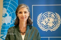 Постоянный представитель Программы развития ООН (ПРООН) во Вьетнаме Рамла Халиди даёт интервью корреспонденту ВИА. (Фото: ВИА).