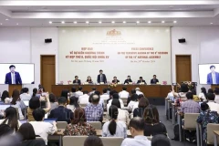 Пресс-конференция 20 октября, посвященная повестке дня 8-й сессии Национального собрания 15-го созыва. (Фото: ВИA)