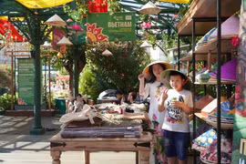 Павильон с коническими шляпами "нон ла" на Фестивале. Фото: ВИА.