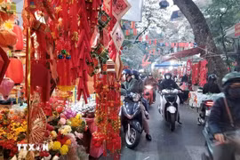 Улица Хангма утопает в новогодних украшениях для Тета. Фото: Vietnam+.