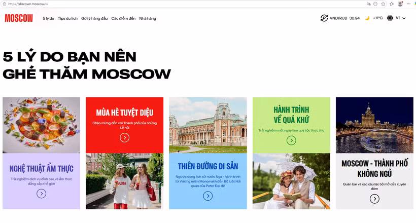 Вьетнамская версия платформы Discover Moscow представляет собой информационный ресурс, объединяющий практические сведения для туристов, сезонные маршруты и полезные рекомендации для тех, кто планирует поездку в Москву.