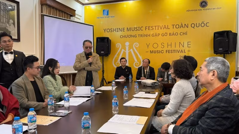 Пресс-встреча, на которой объявляют о проведении общенационального Yoshine Music Festival 2026. (Фото: nhandan.vn)
