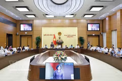 Заместитель Председателя Национального собрания Нгуен Тхи Хонг выступает с речью. Фото: ВИА