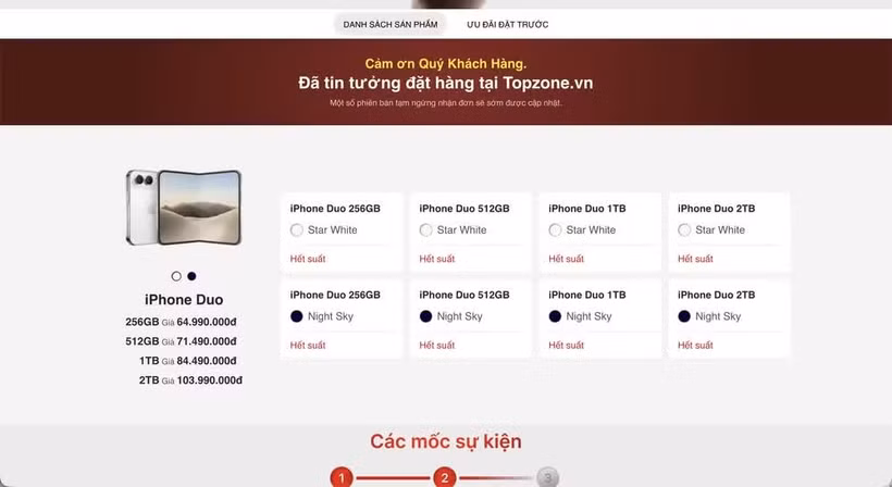 Все версии iPhone Duo в сети TopZone уже недоступны для предзаказа.