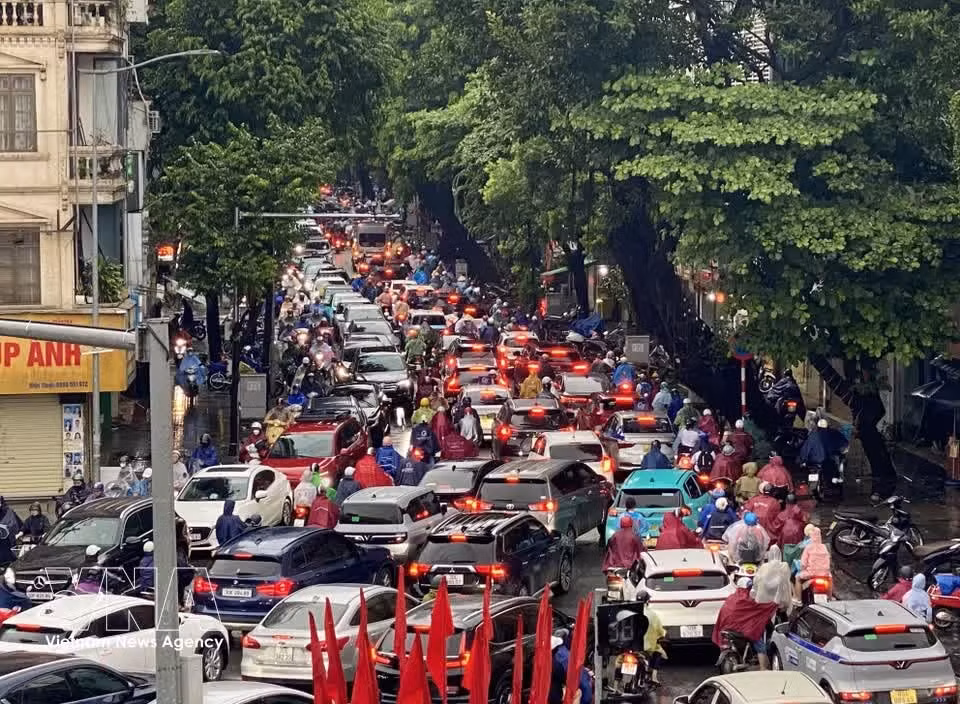 Длинная вереница транспортных средств на улице Лодук. (Фото: ВИА)